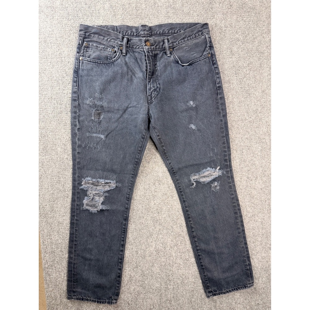 Levis 511 Slim Fit Jeans Mens 36x29 Black Distressed Faded Denim Streetwear